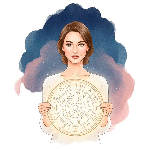 Мама с зодиакальным кругом в руках